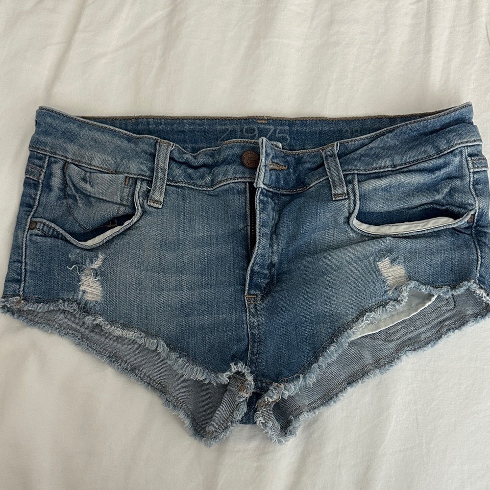 Zara Blue Distressed Jean Shorts